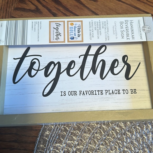 Hanukkah Reversible Box Sign “This is how we roll” “together “ NWT - Picture 8 of 9